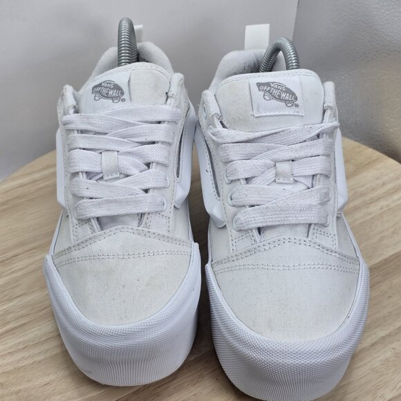 Womens Size 8.5-Vans Knu School Stack Skate Platform White Shoes Sneakers 721356 - Picture 4 of 8